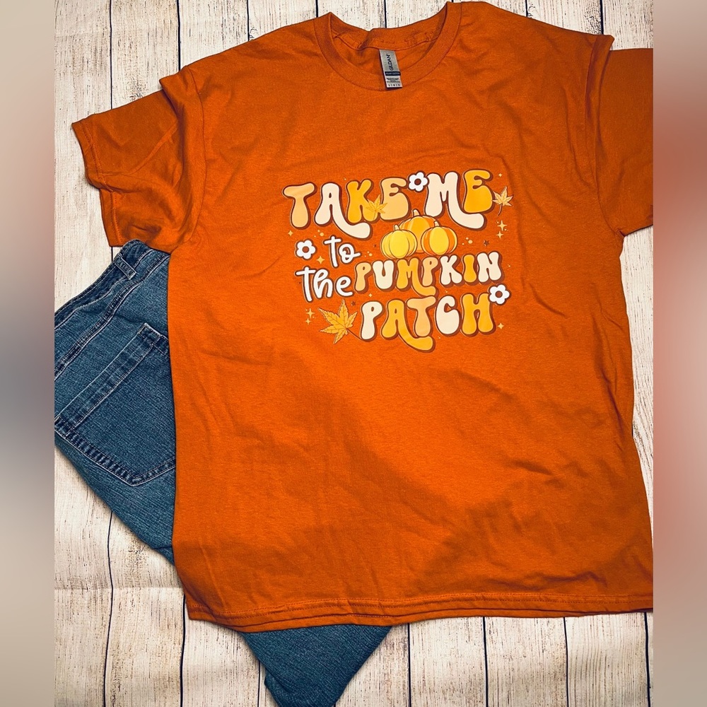 SALE-NEW Take me to the Pumpkin Patch T-Shirt, Fall Time, sz. L Graphic Tee